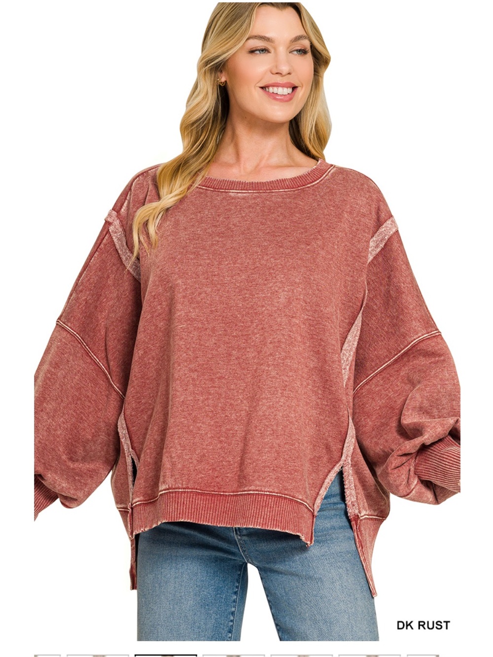 ZF59–🤎🩷🧡 (17 COLORS) ZENANA “CAMDENS” OVERSIZED CREWNECK - Picture 16 of 16